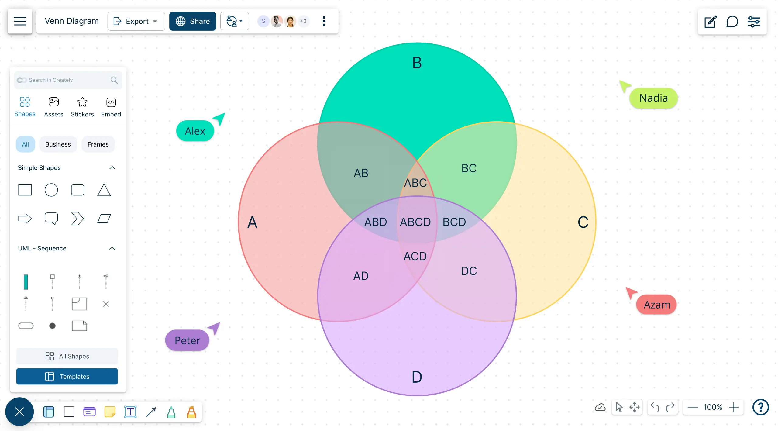 Draw Venn Diagrams Online Easily with Worksheet Templates