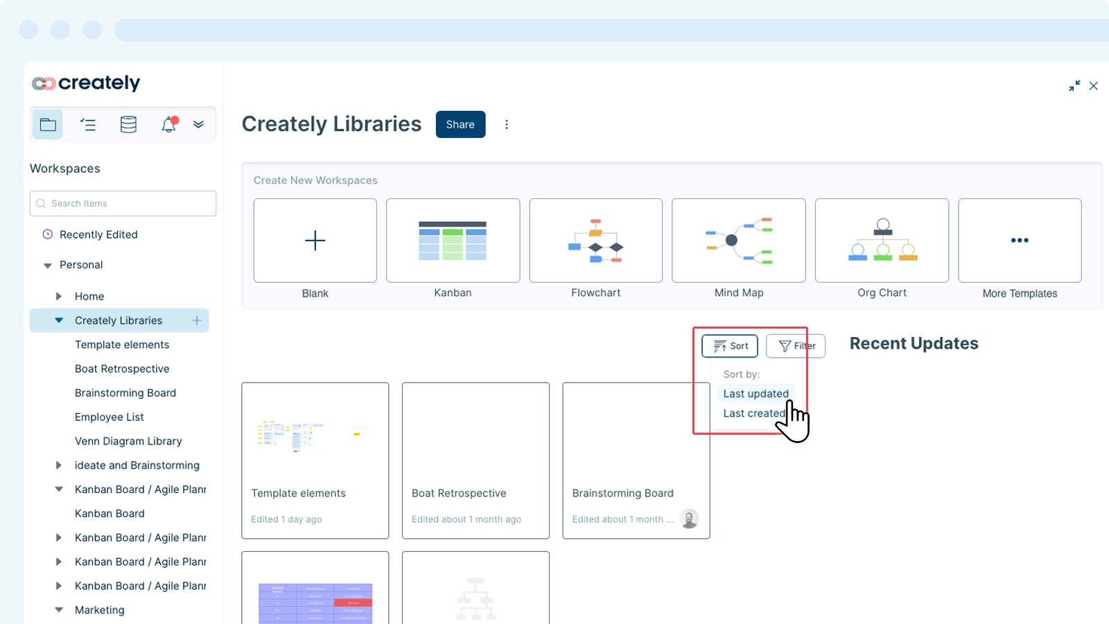 Sorting Workspaces