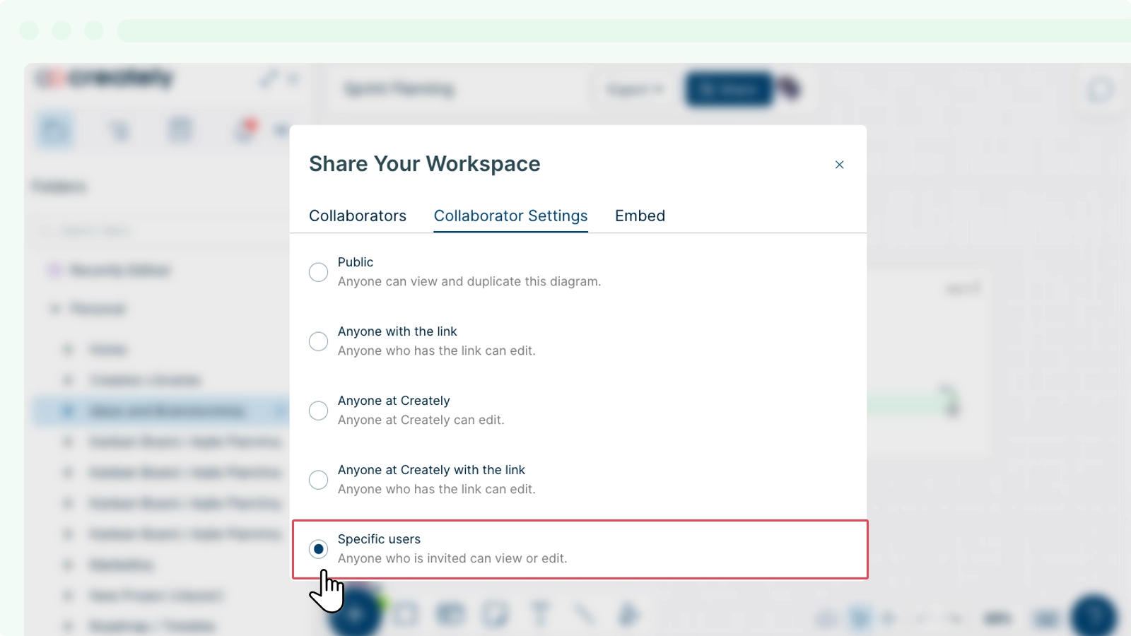 Share Workspaces with Specific Users