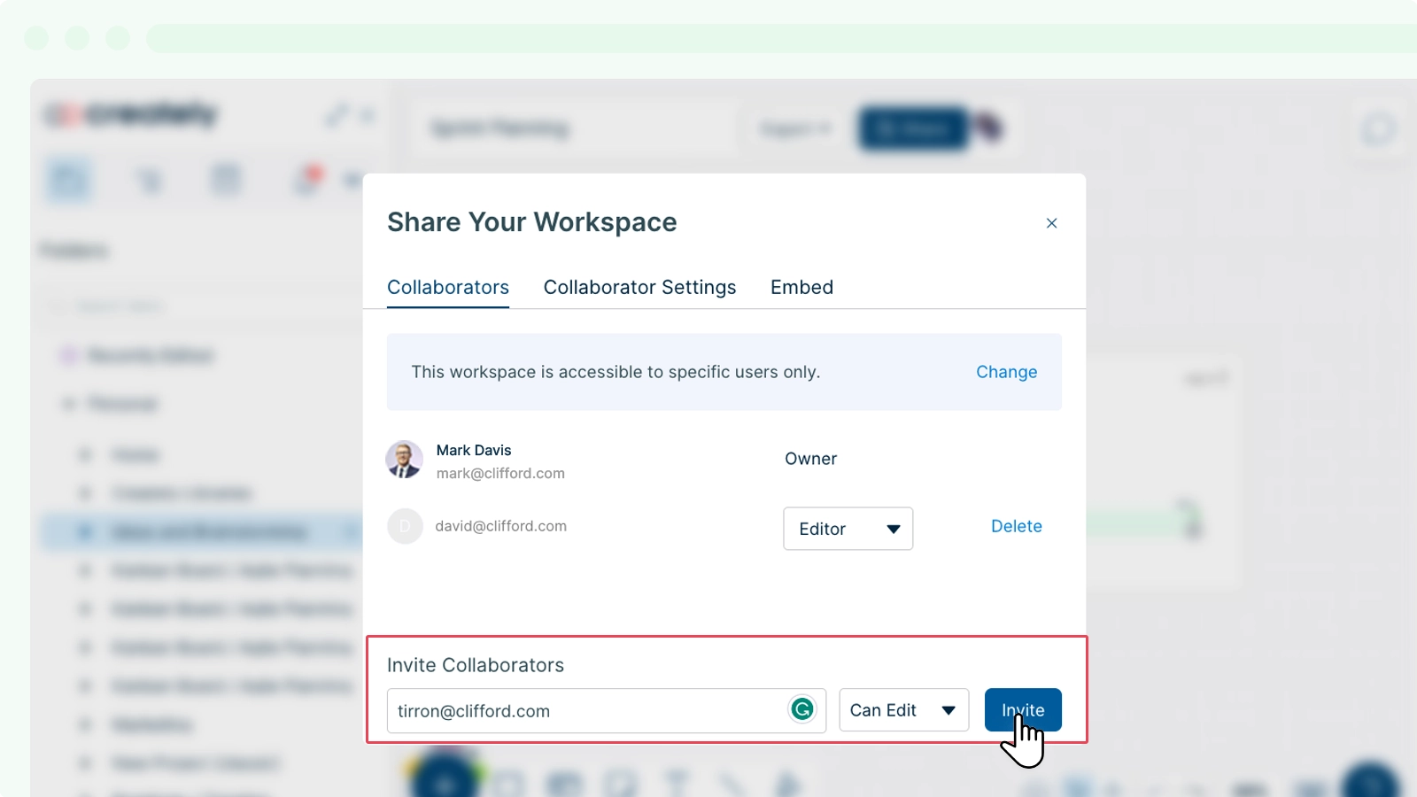 Share Workspaces with Specific Users