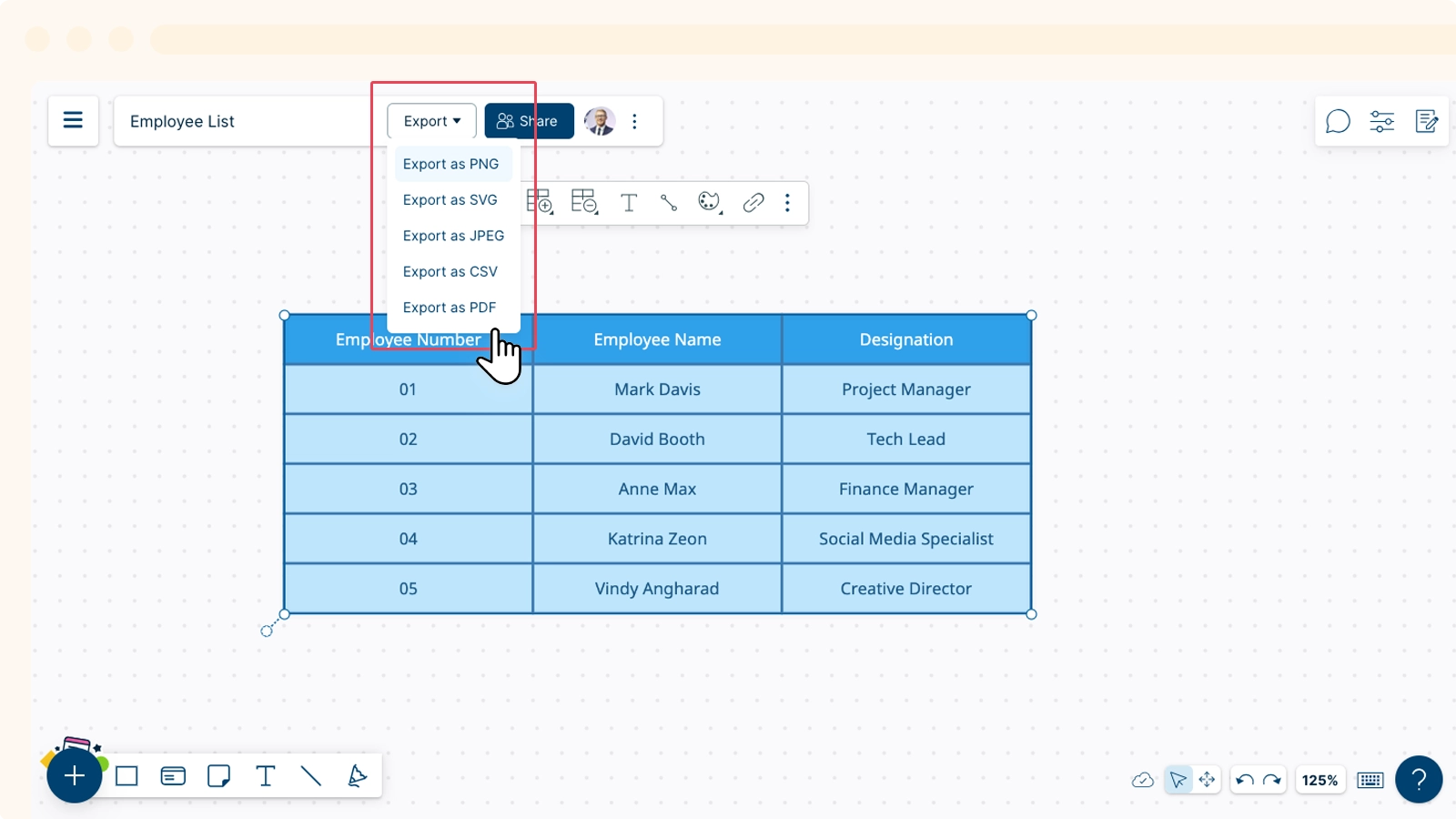 Export a Table